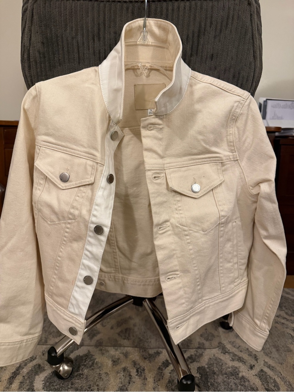 Ag Adriano Goldschmied Off-White Cropped Denim Jacket